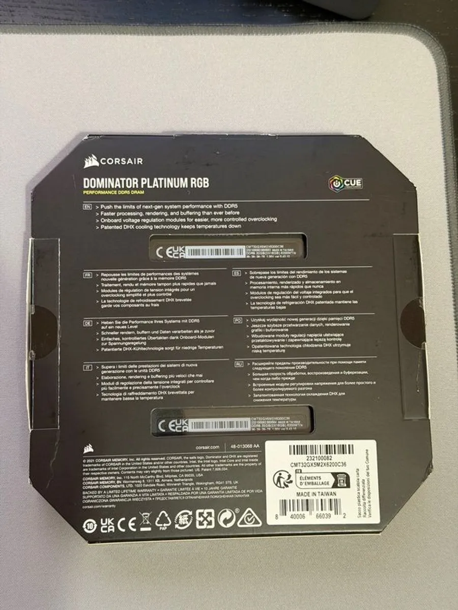 Corsair Dominator Platinum RGB 32GB DDR5 6200MHz CL36 (2x16GB) XMP 3.0 - Boxed - Image 2