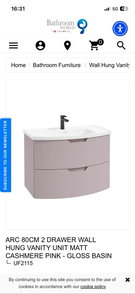 Sonas Arc 80cm Wall Mounted Sink & Unit - Image 1