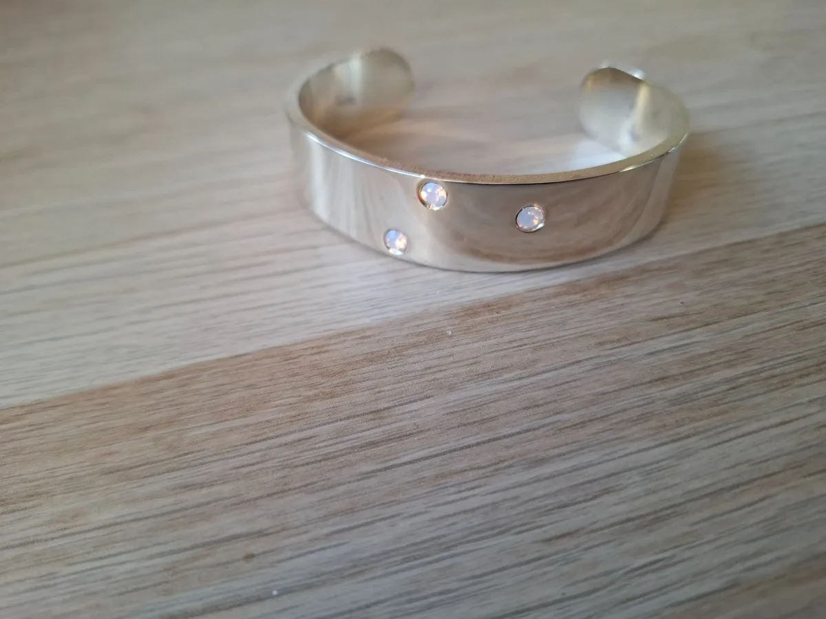 Newbridge Sil cosmic silverplate Bangle pink stone - Image 3