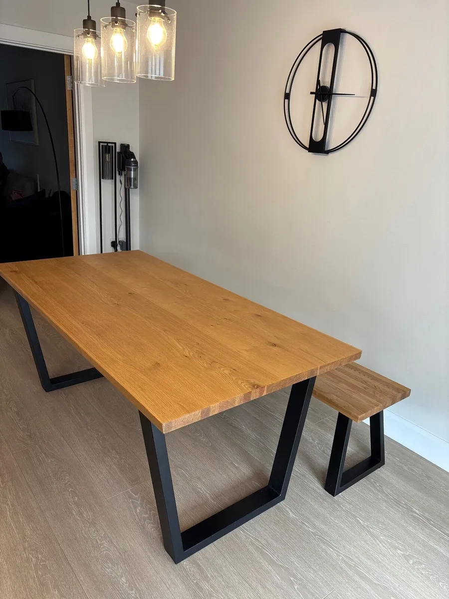 Oak Kitchen Dining Table & Bench - Image 2