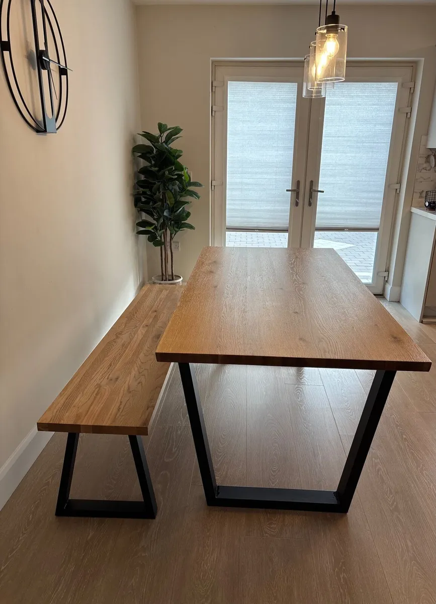 Oak Kitchen Dining Table & Bench - Image 3