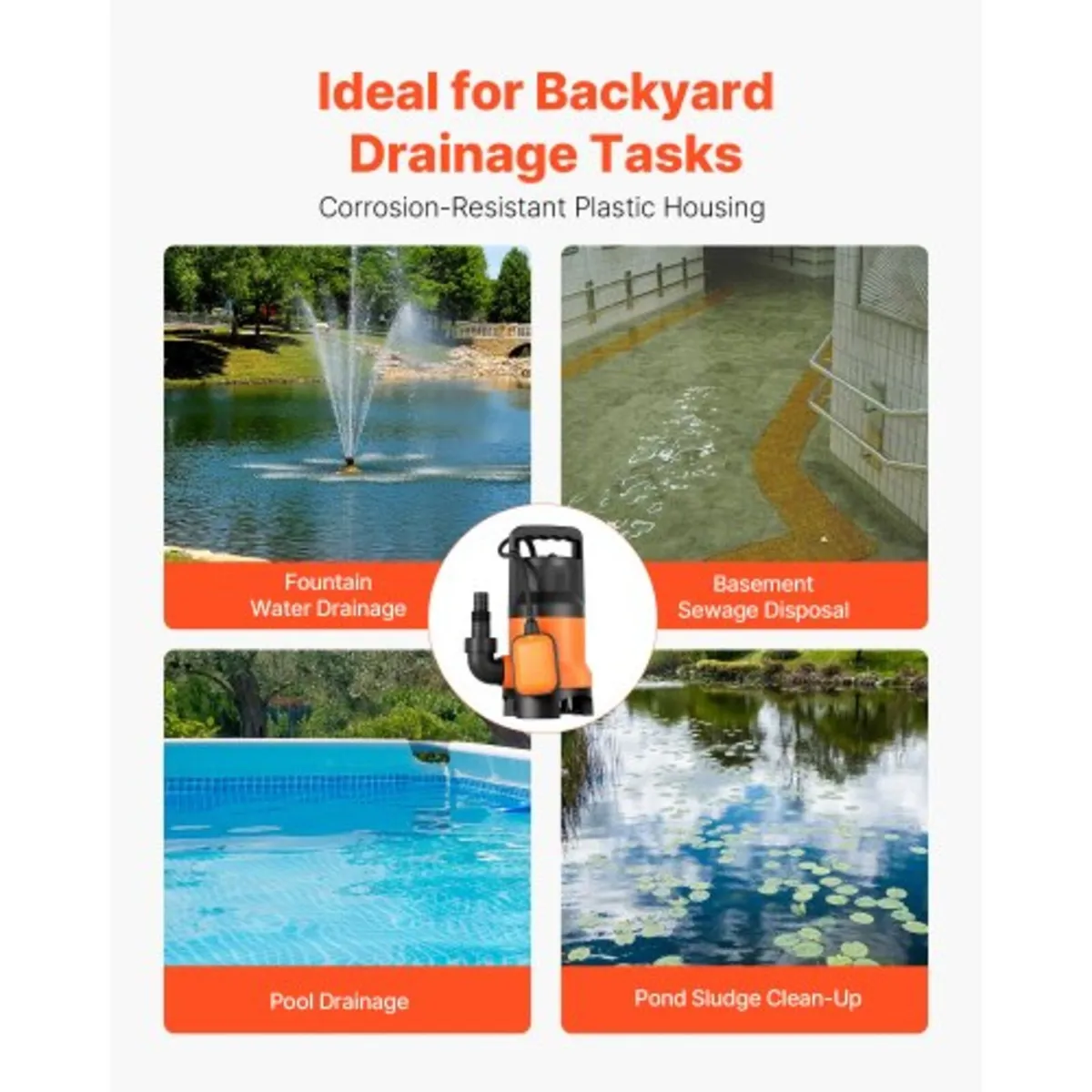 650W Submersible Sump Pump, 15000 L/H, PP-GF20 Sub - Image 3