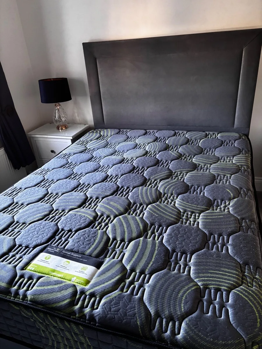 King size divan base and headboard, mattress - Image 3