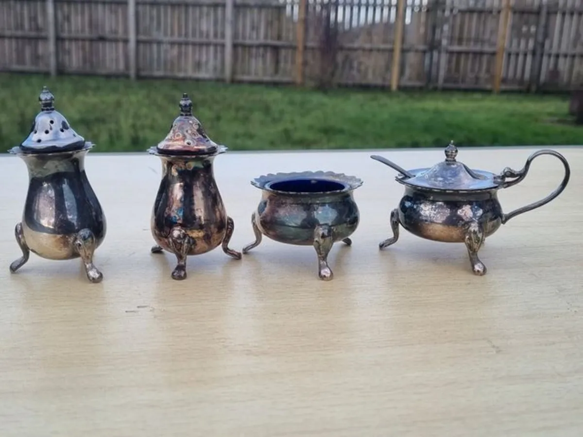 Antique silver-plated spice set - Image 1