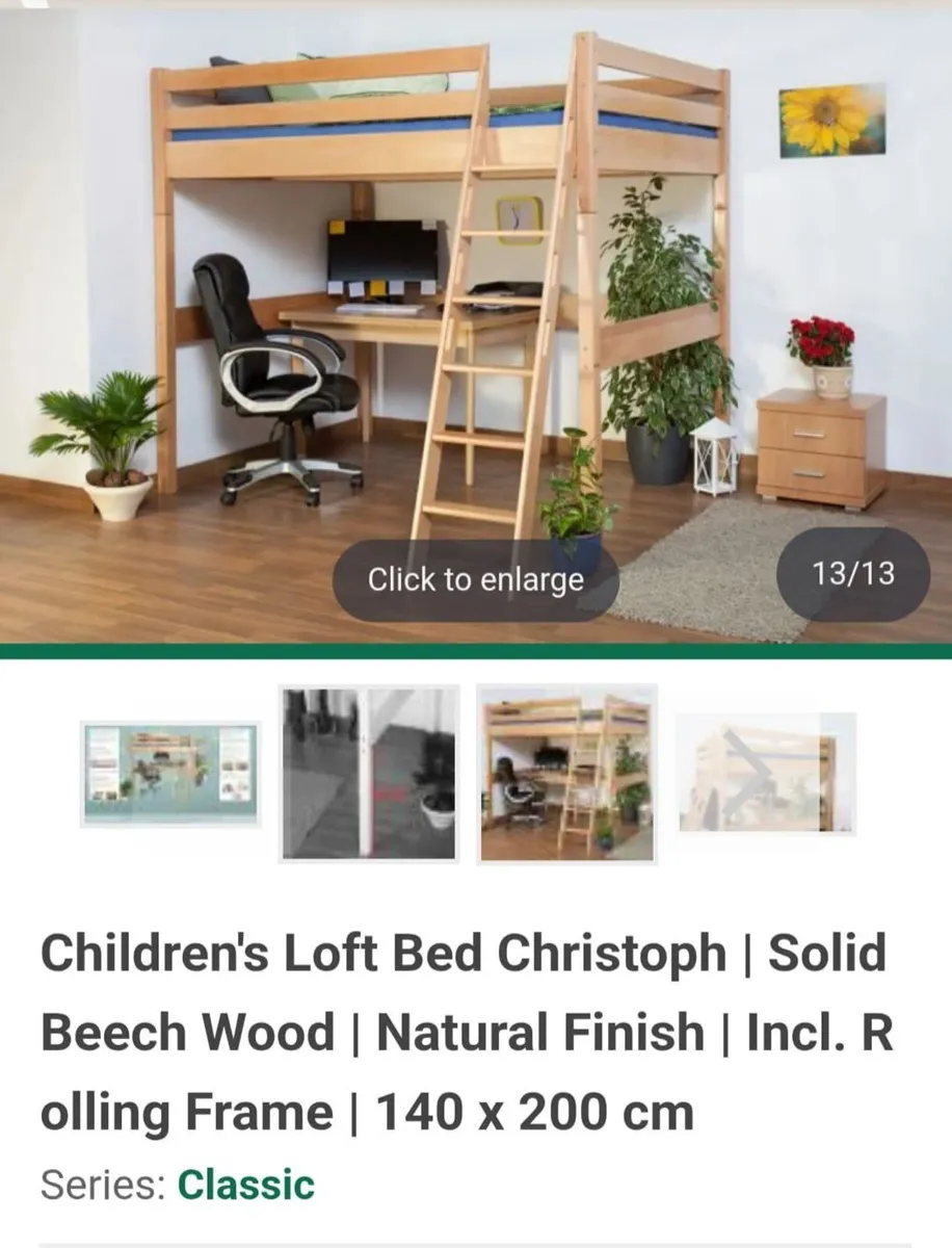 Solid Oak Loft Bed - Image 2