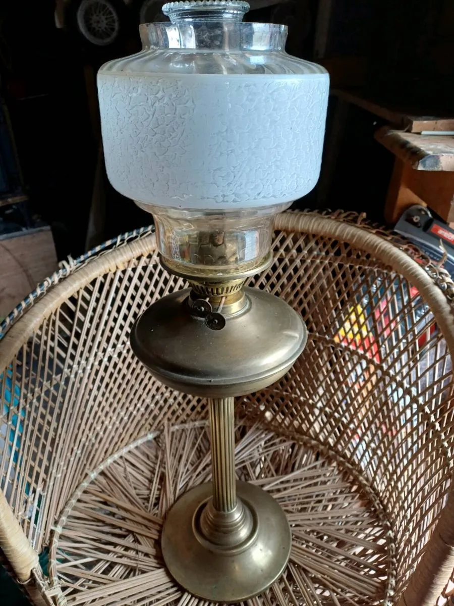 Vintage Brass Kerosene Oil Lamp - Image 1