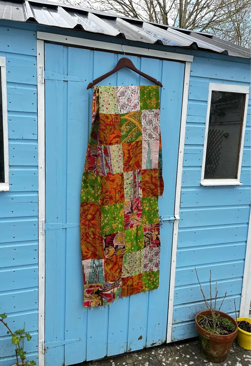 Vintage Indian Kantha Patchwork Shawl Throw - Image 2