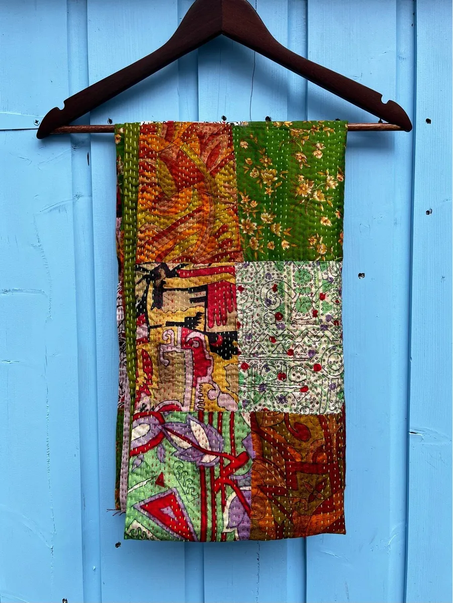 Vintage Indian Kantha Patchwork Shawl Throw - Image 3