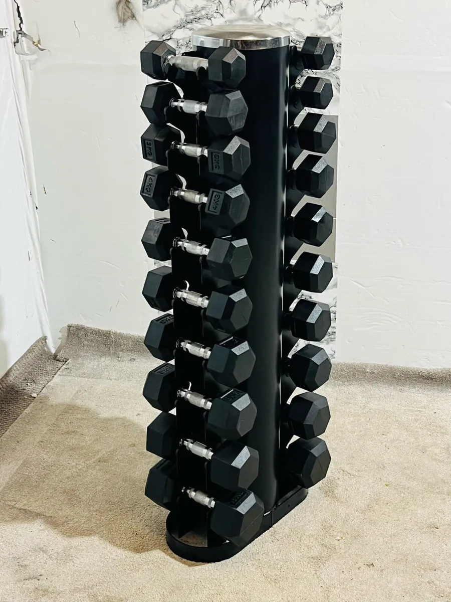 Hex dumbbells with stand - Image 2