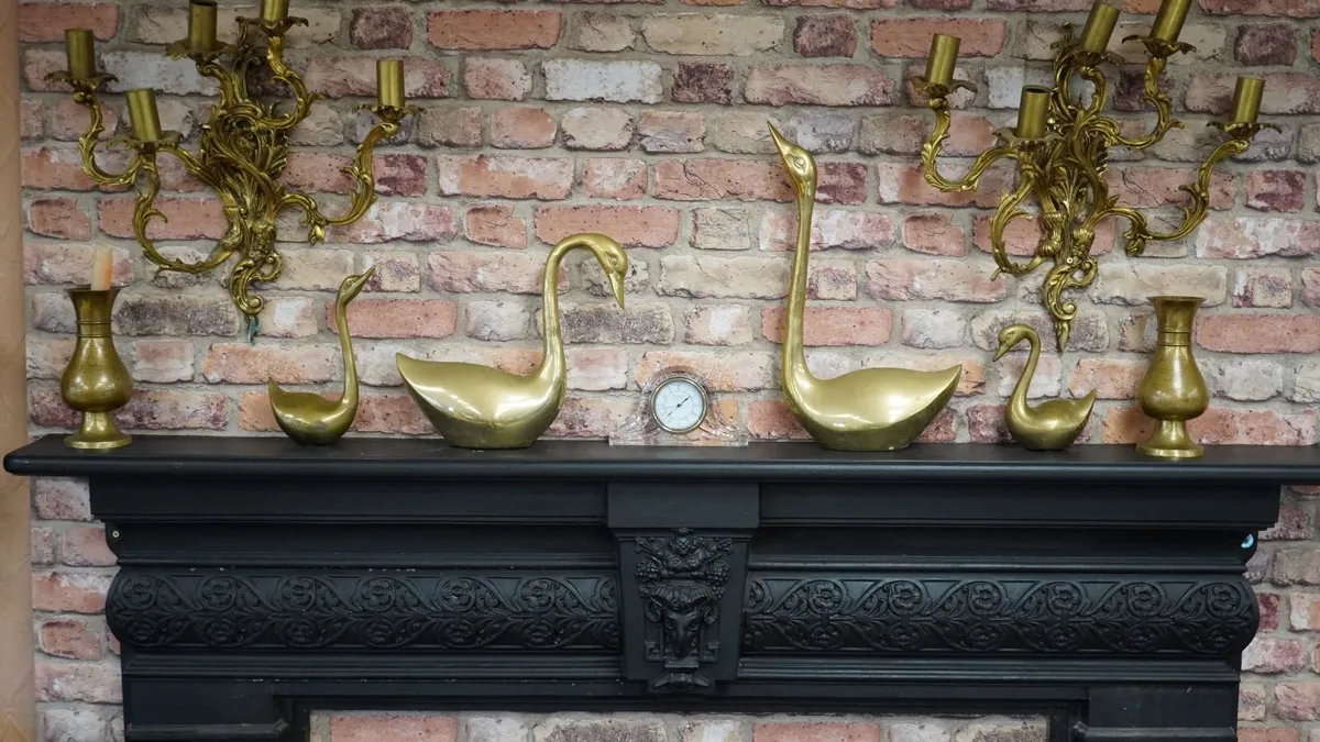 Vintage Brass Swans - Set of 4 - Image 1