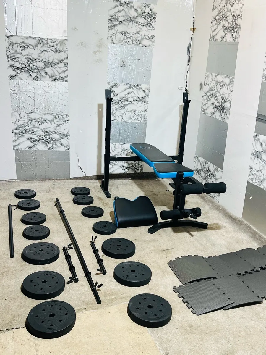 MULTI FUNCTION BENCH 50KG BARBELL SET MATS - Image 2