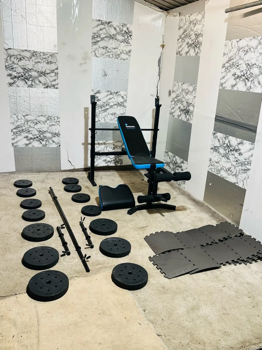 MULTI FUNCTION BENCH 50KG BARBELL SET MATS - Image 1