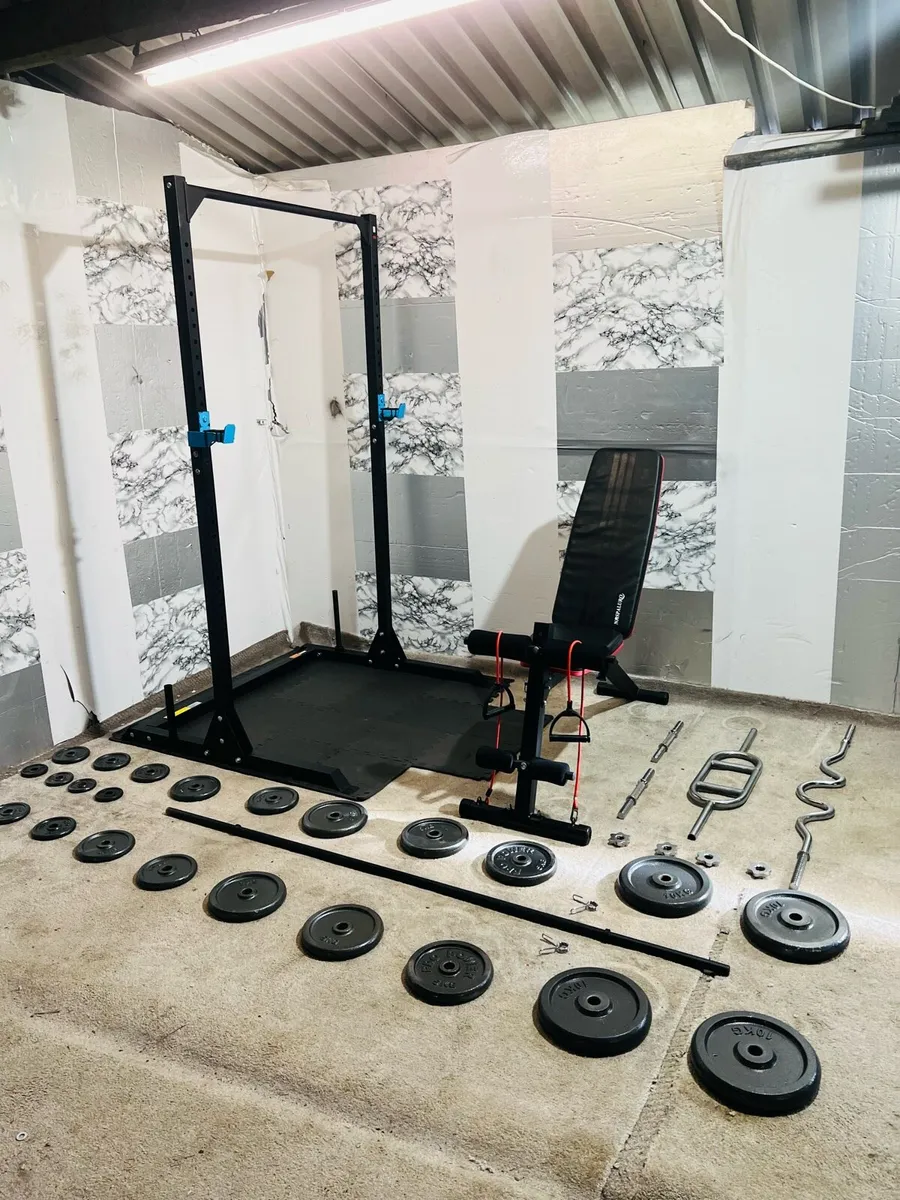 COMPLETE HOME GYM 100KG IRON WEIGHTS RACK BENCH ++ - Image 2