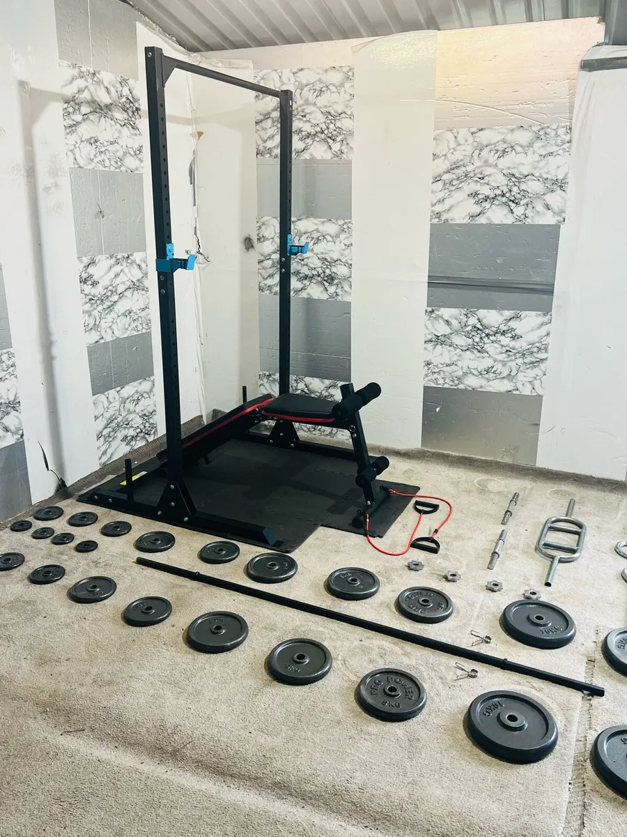 COMPLETE HOME GYM 100KG IRON WEIGHTS RACK BENCH ++ - Image 4