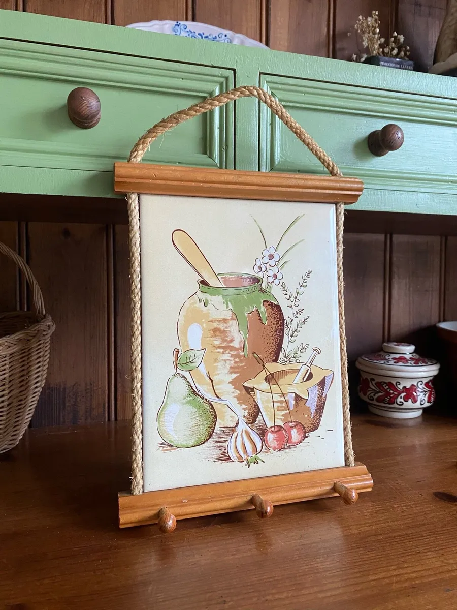 Vintage 1970s Retro Kitchen Tile Wall Hanger - Image 2