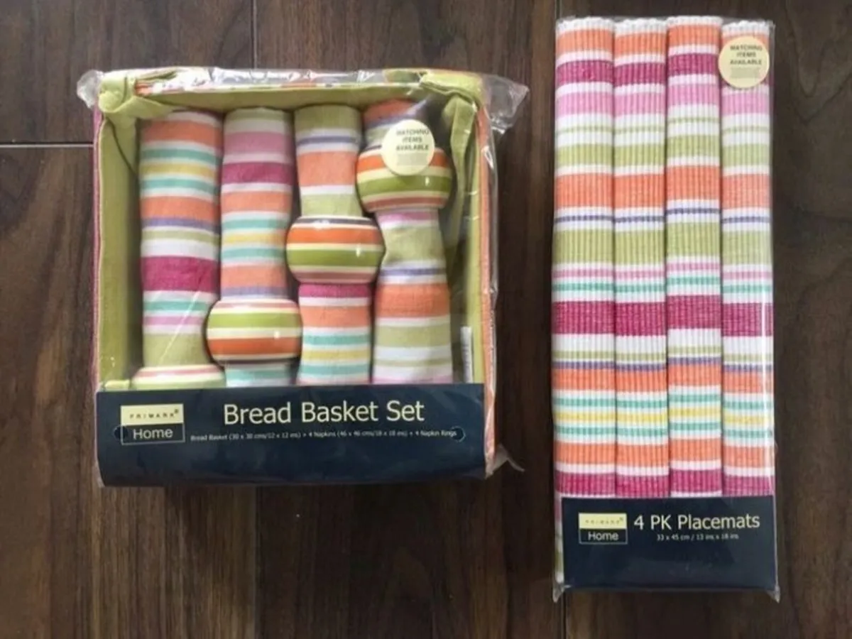 New Bread Basket Set & 4 Pk Placemats