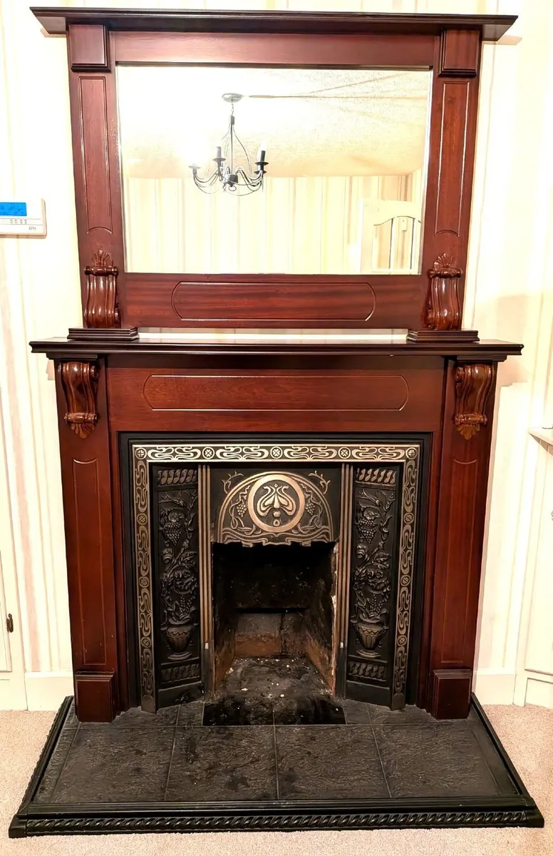 Mahogany Surround Cast Iron Fireplace - Image 1