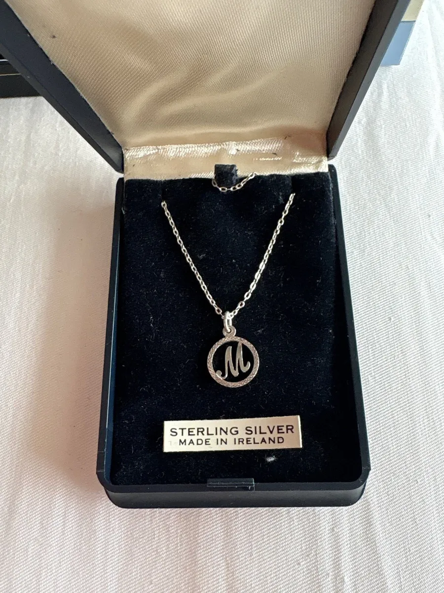 Silver necklace & M inital - Image 1