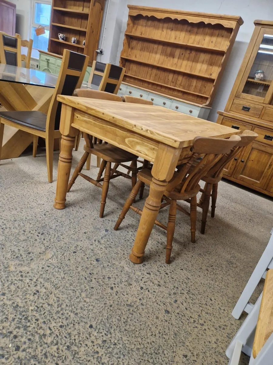 Vintage farmhouse table, 4 Vintage chairs - Image 1