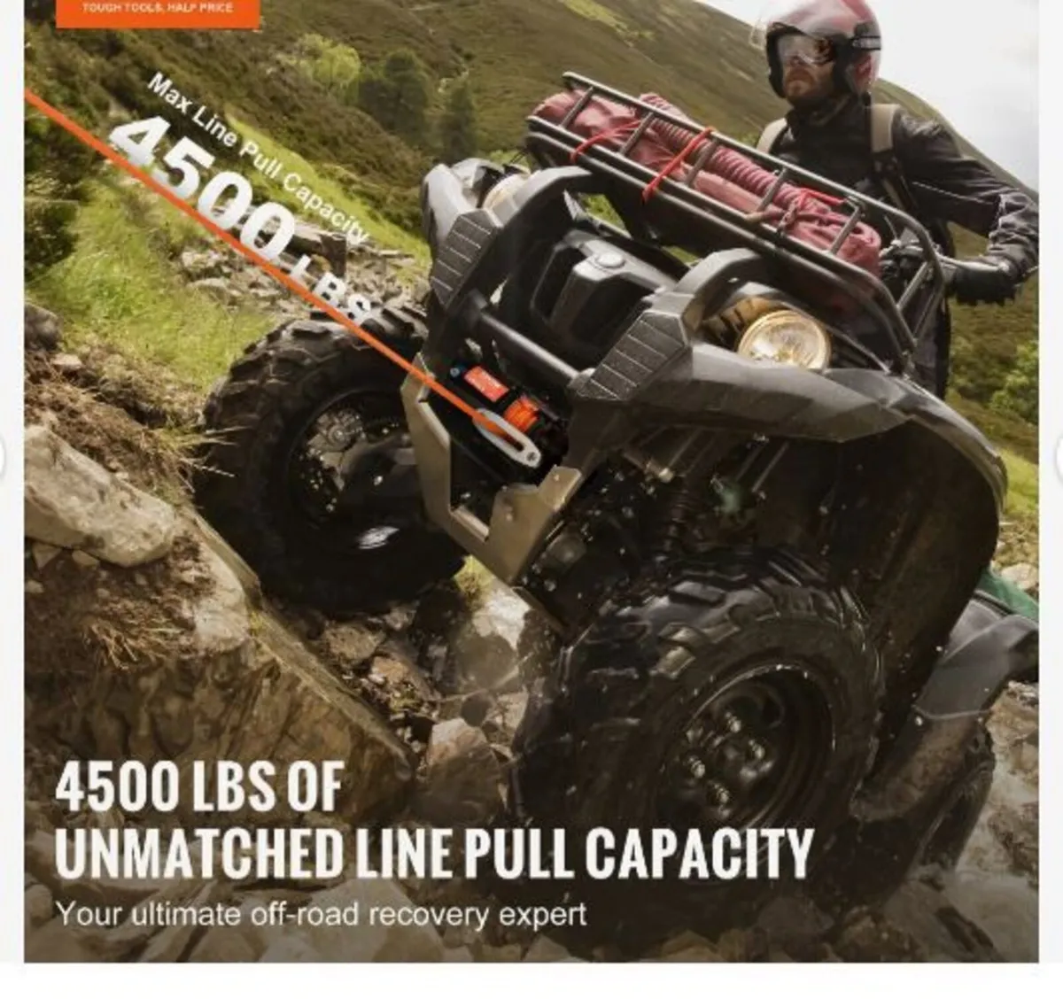 Electric Winch ATV UTV 2041.2 kg Synthetic - Image 2