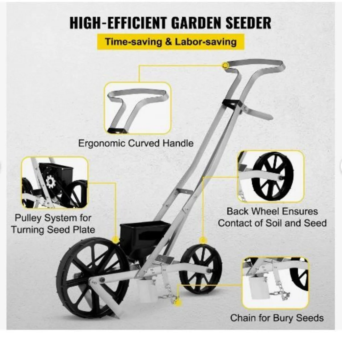 Garden Seeder, Metal Precision Garden Push - Image 3