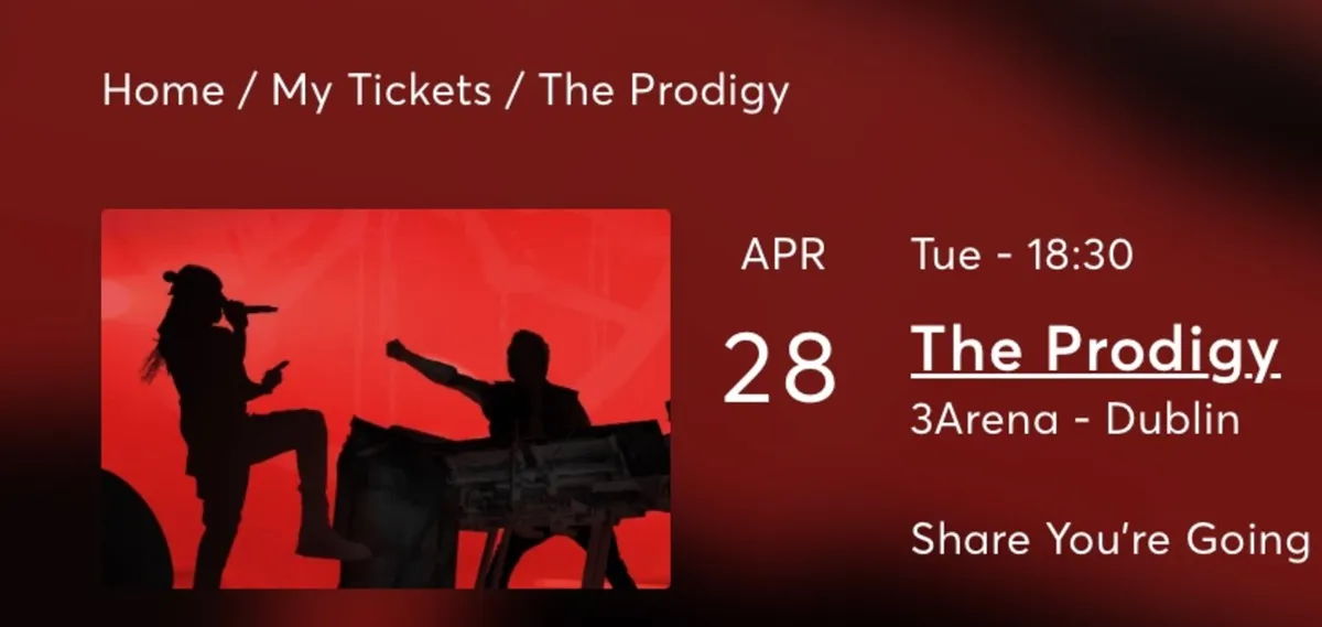 2 Seated together Prodigy Tickets 28th April - Image 1