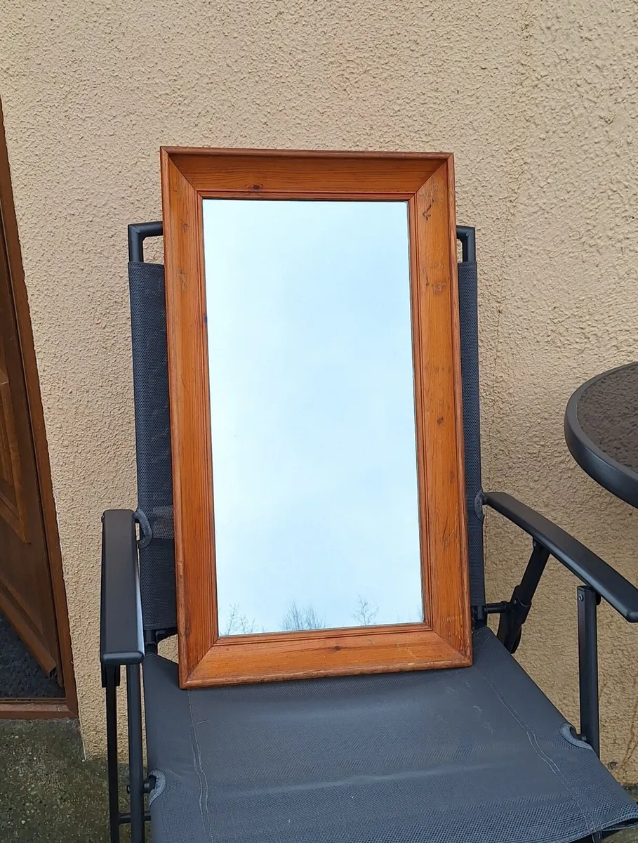 Old wooden rectangular mirror - Image 1