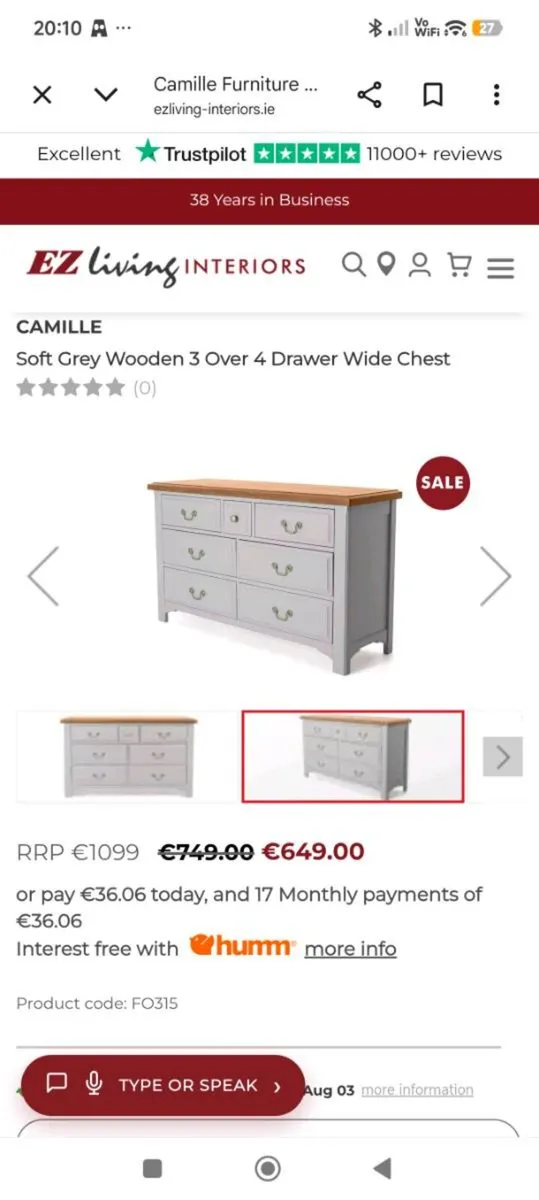 Wide 7 Drawer Oak Chest Brand New - Image 3