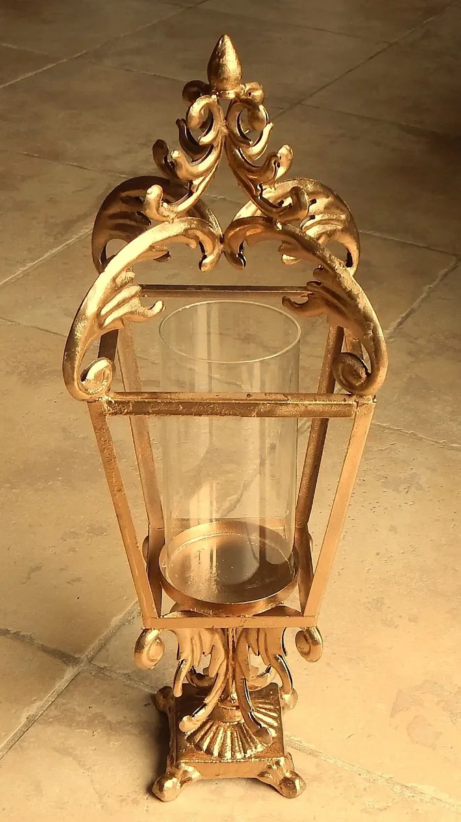 Large Metal Candle Lantern with Glass Insert - Image 1
