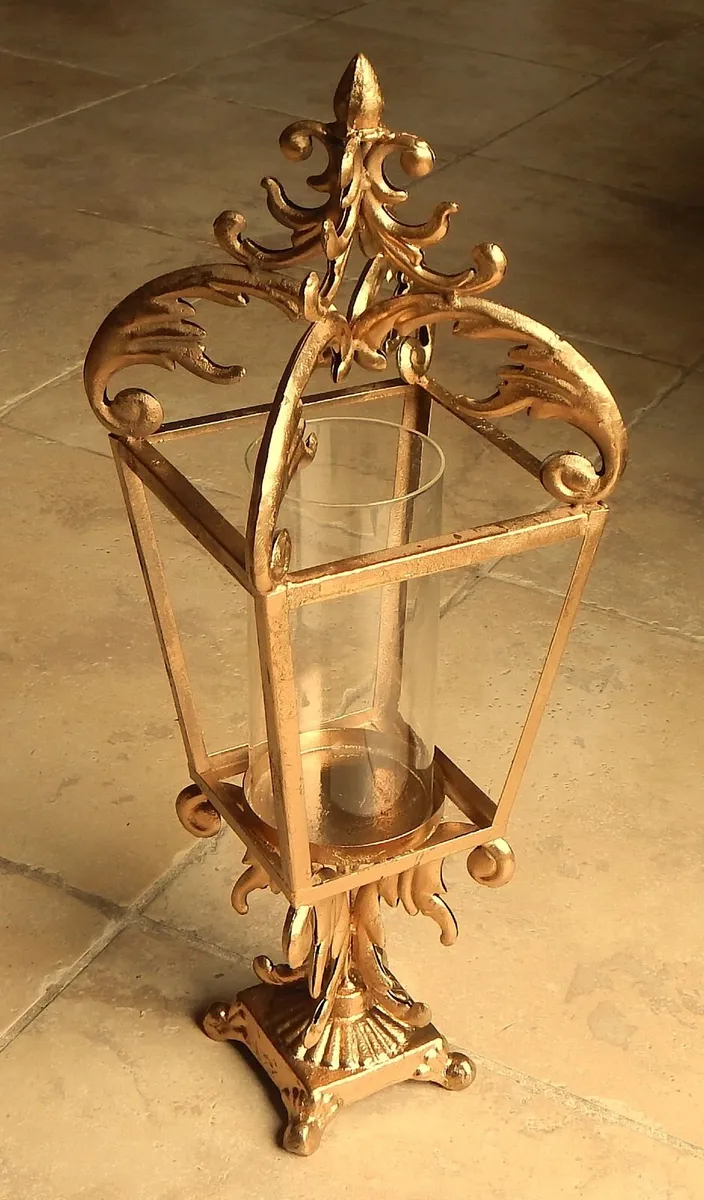 Large Metal Candle Lantern with Glass Insert - Image 3