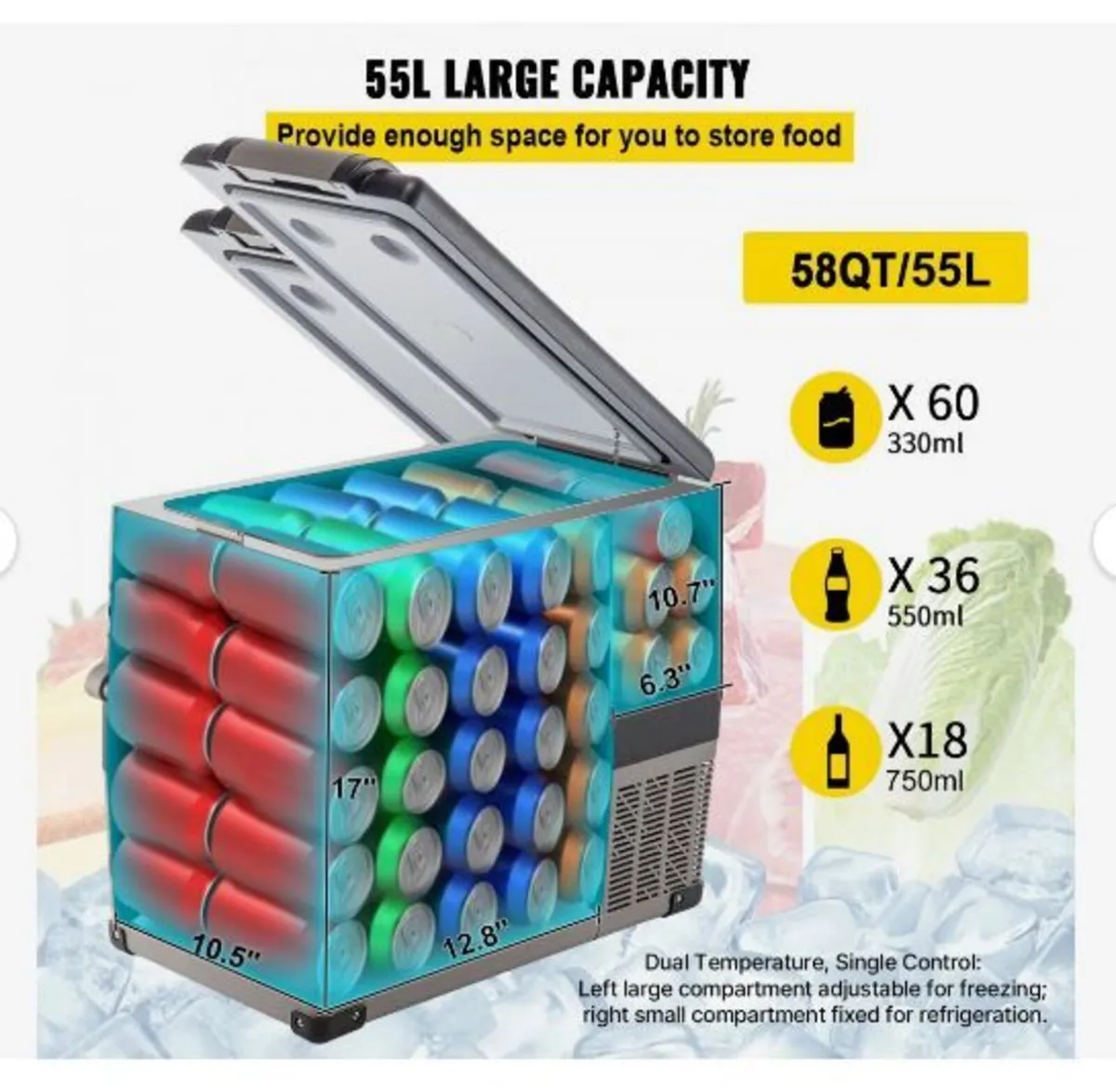 Car Refrigerator 55L Compressor Portable Small - Image 3