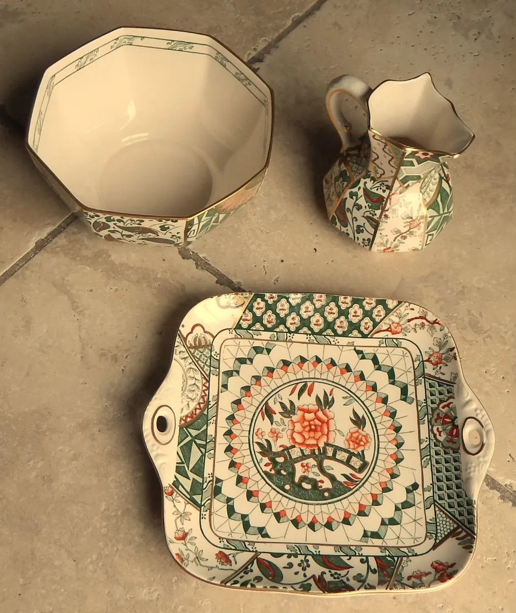 3 Mason’s Ironstone Applique Hand Painted Pieces - Image 3