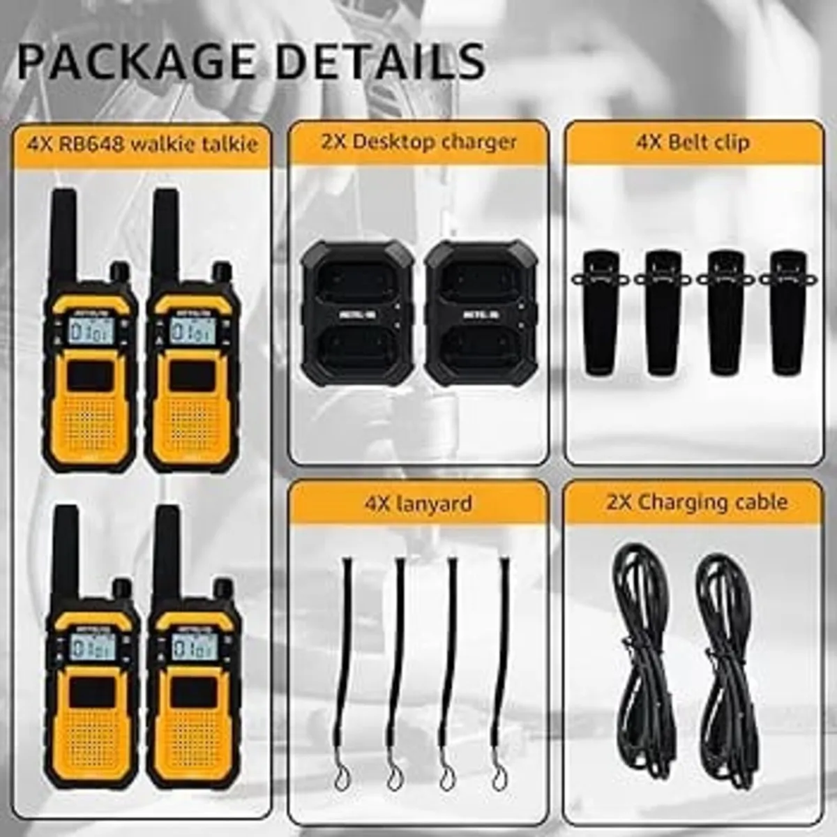 RB648 Heavy Duty Walkie Talkies, Waterproof 2 Way - Image 3