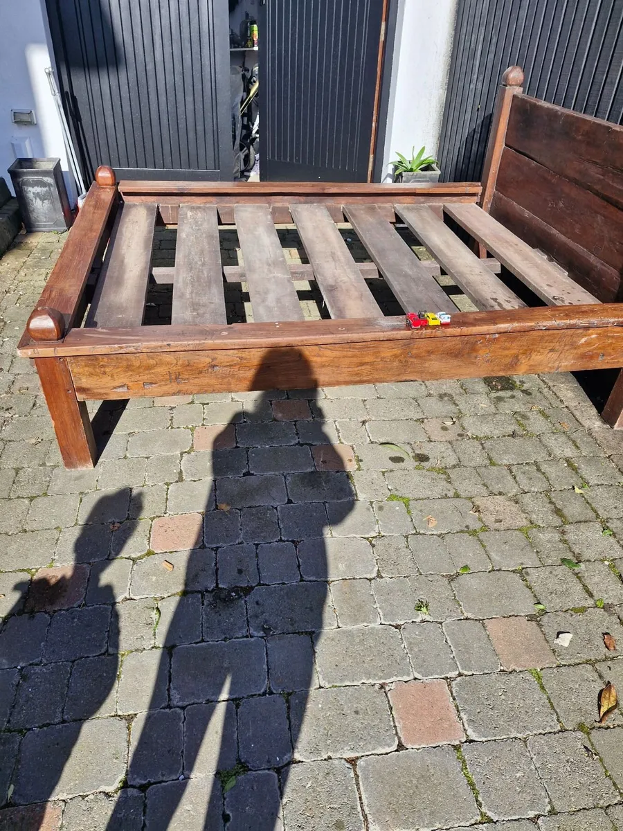 Ironwood poster bed frame and Maghony fire place f - Image 2