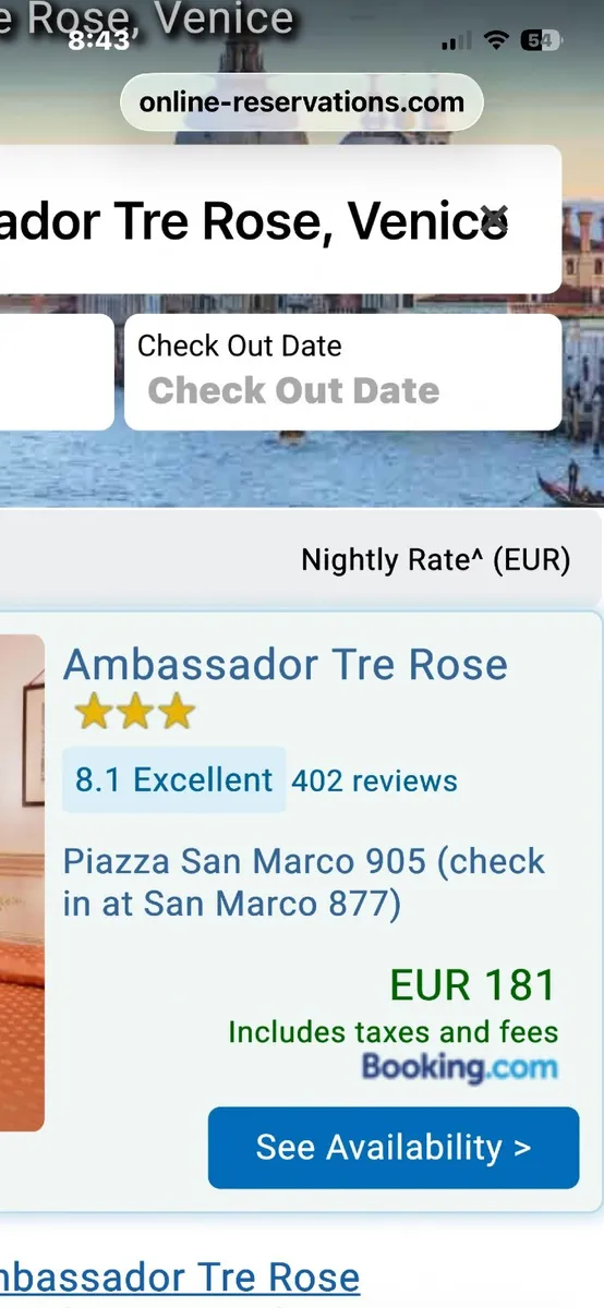 VENICE HOTEL 27th -30th April - Image 2