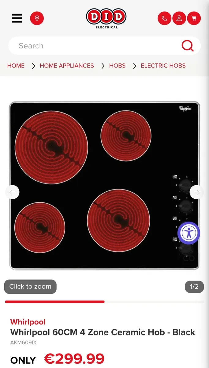 Whirlpool Built-In Black Ceramic Electric Hob - Image 2