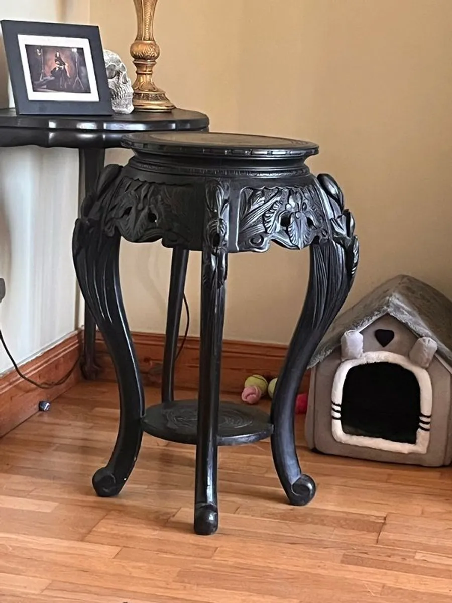 Antique Chinoiserie Wood Pedestal Stand Display - Image 1