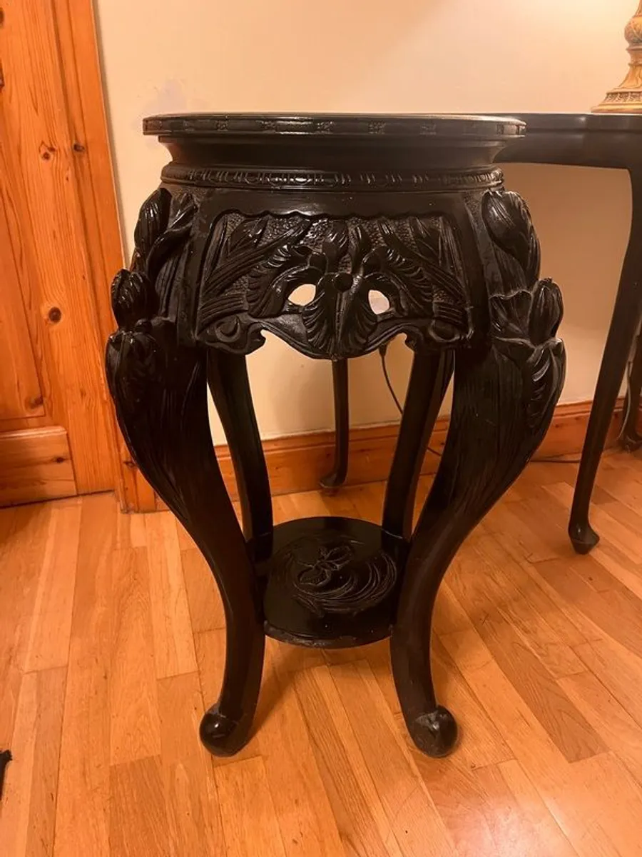 Antique Chinoiserie Wood Pedestal Stand Display - Image 2