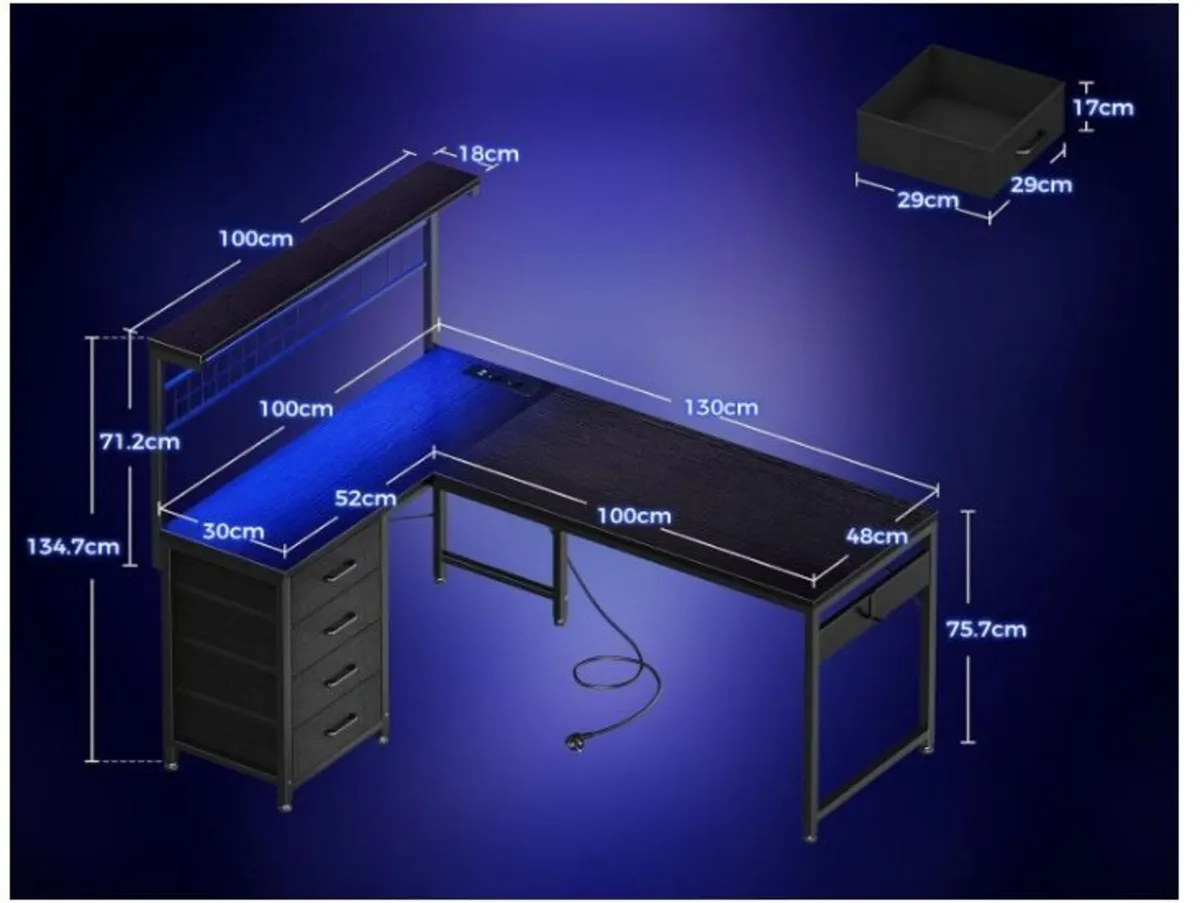 Gaming Table with LED, 130 × 100 cm - Image 3