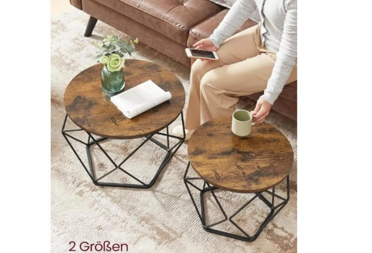 Round Coffee Table, Set of 2, Living Room - Image 2