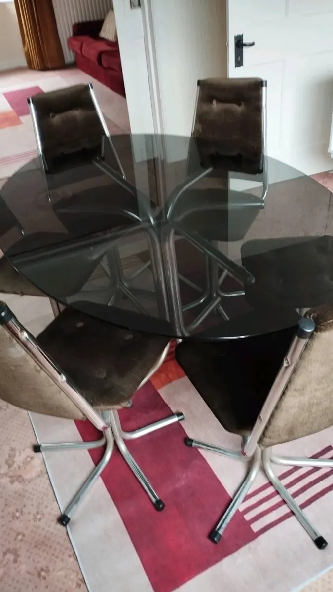 Glass dining room table and chairs - Image 2