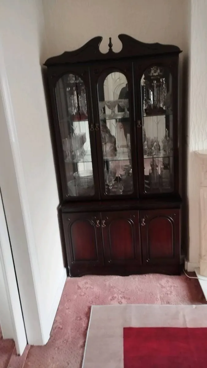 Solid oak glass cabinet