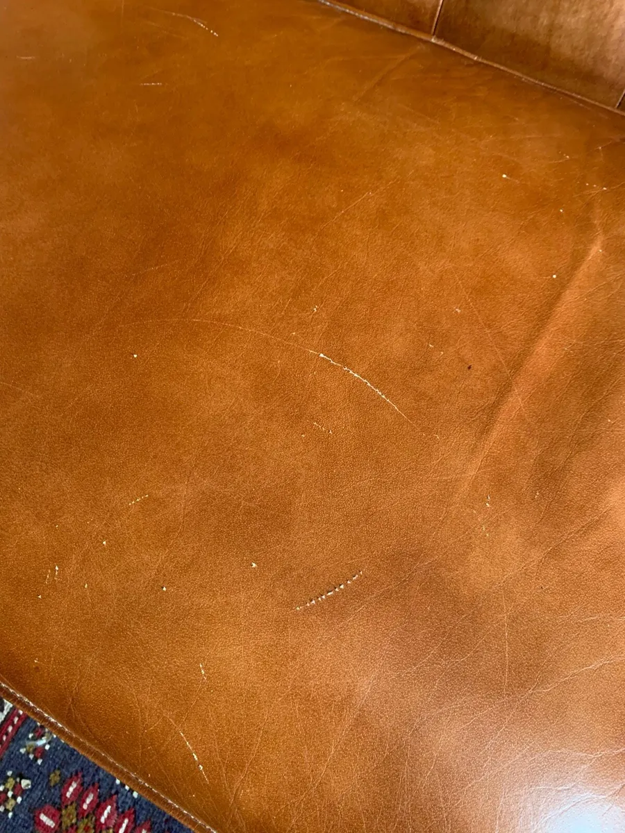 Tan Leather Chesterfield Sofa 190 W x 75 H x 80 D - Image 3