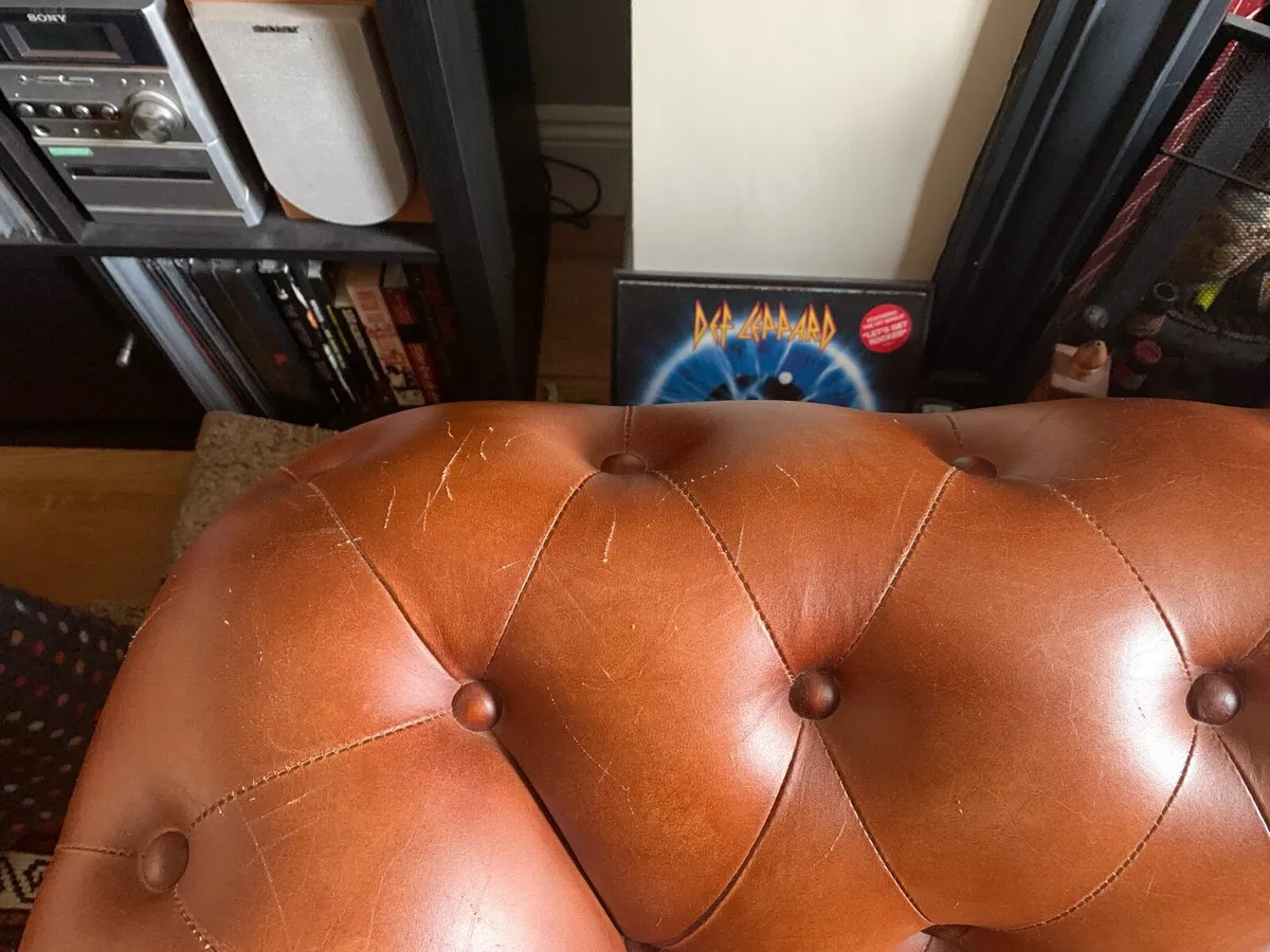 Tan Leather Chesterfield Sofa 190 W x 75 H x 80 D - Image 4