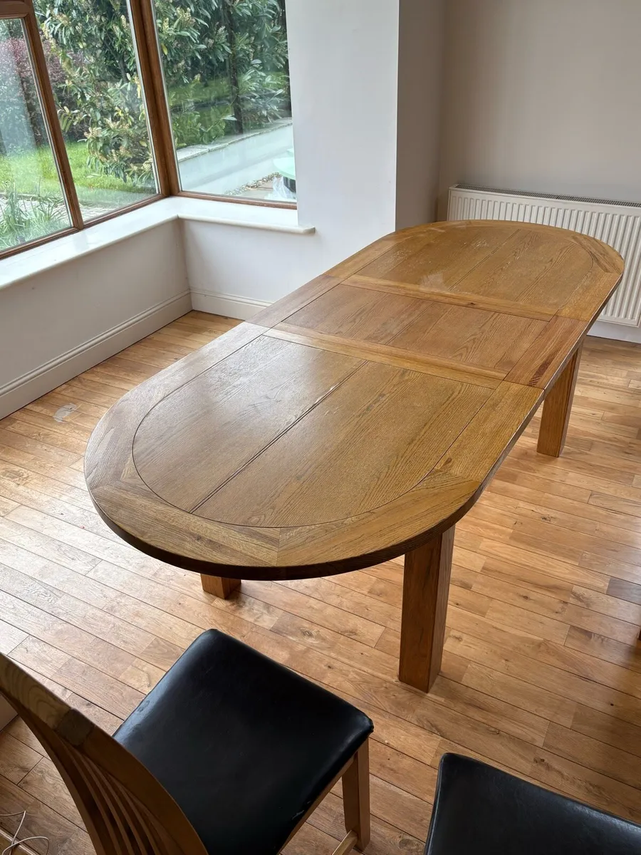Large Extendable Oak Dining Table 195-245cm - Image 1