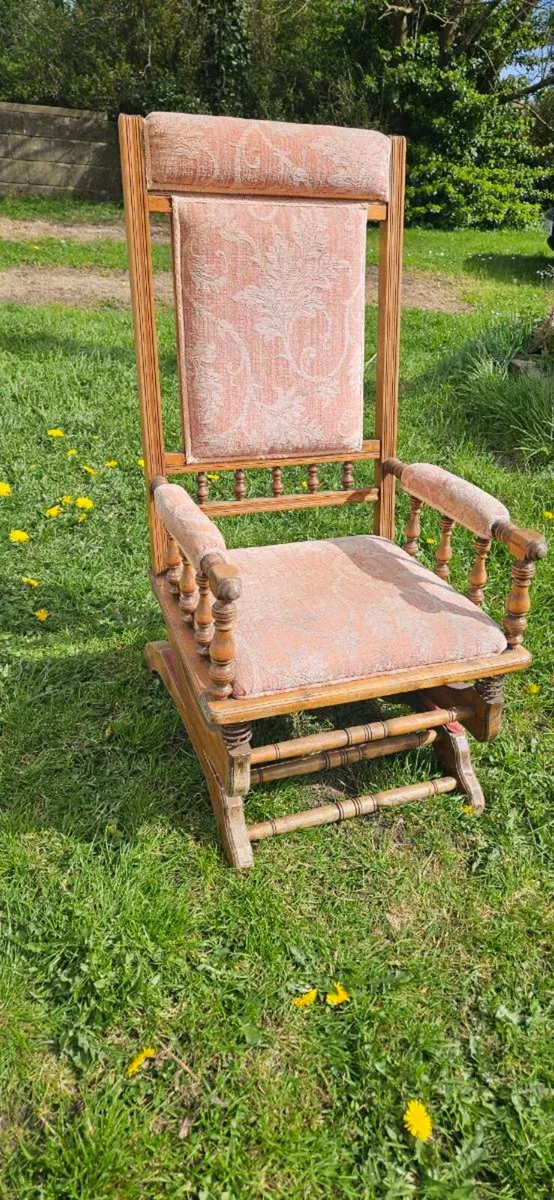 Antique Rocking Chair c.1900 – Solid Wood - Image 2
