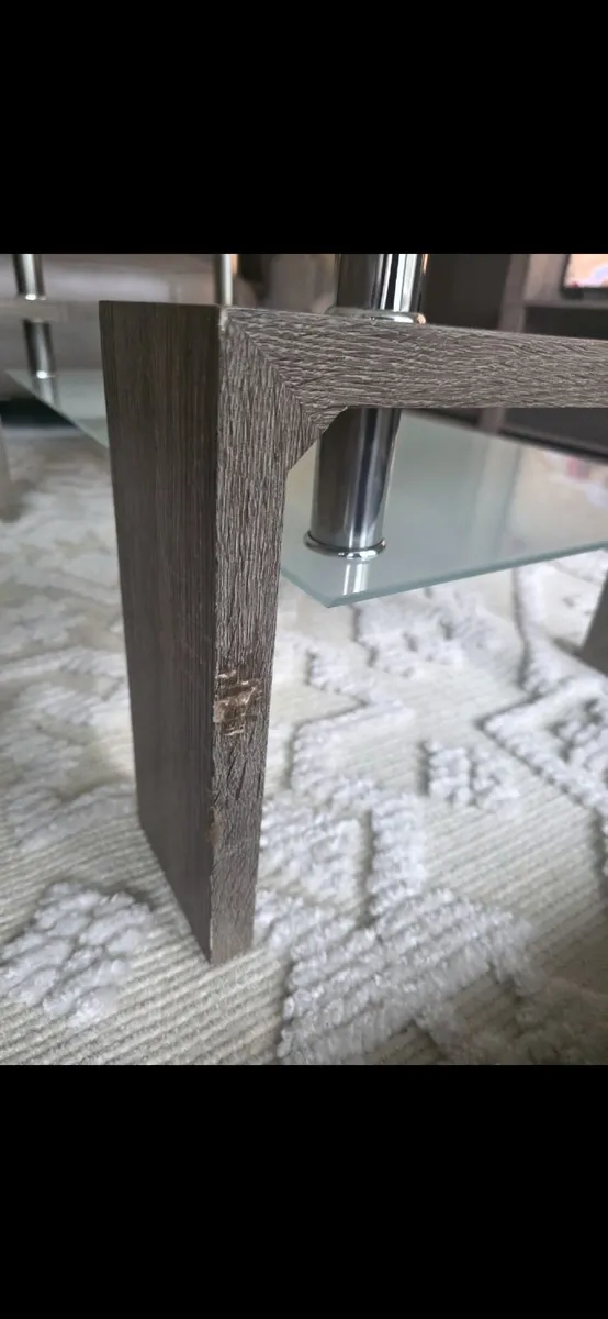 Glass walnut coffee table - Image 2