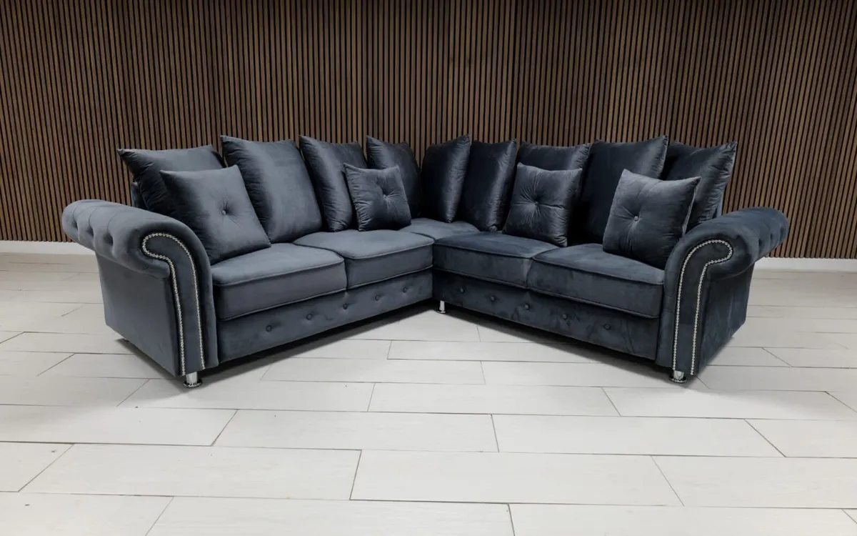 Olympia Grey & Cream Scatter Cushions Sofa - Image 1