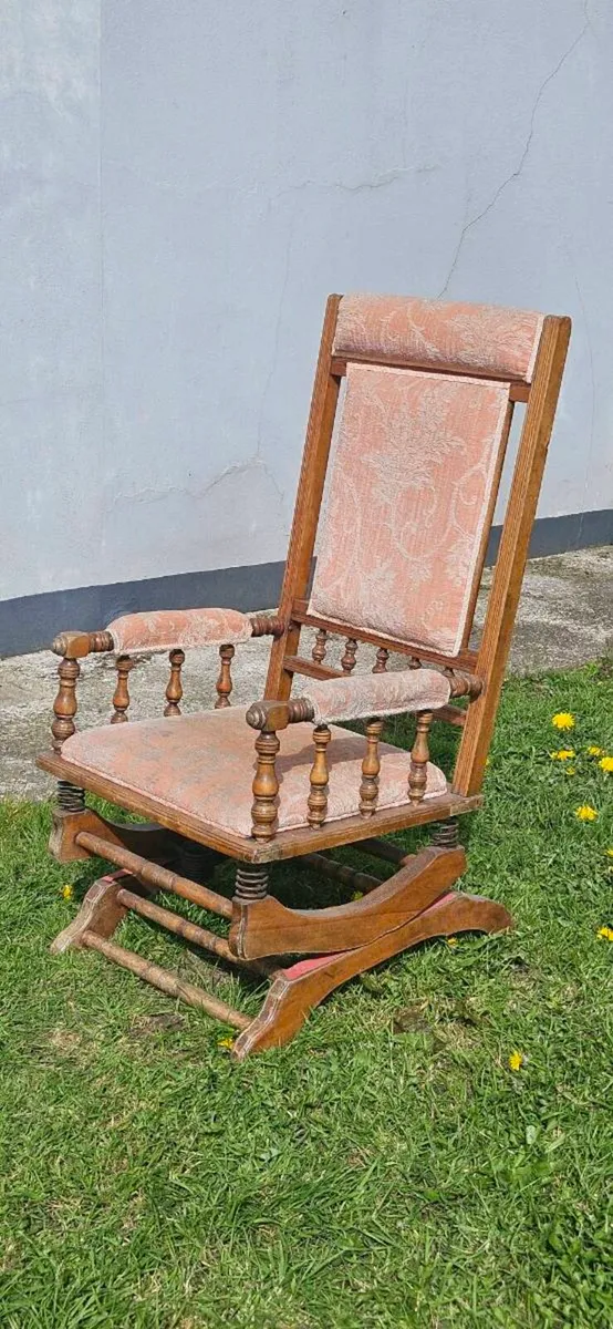 Antique Rocking Chair c.1900 – Solid Wood - Image 4