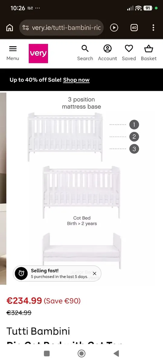 Tutti bambino Cot/cotbed - Image 2